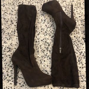 Brown suede boots